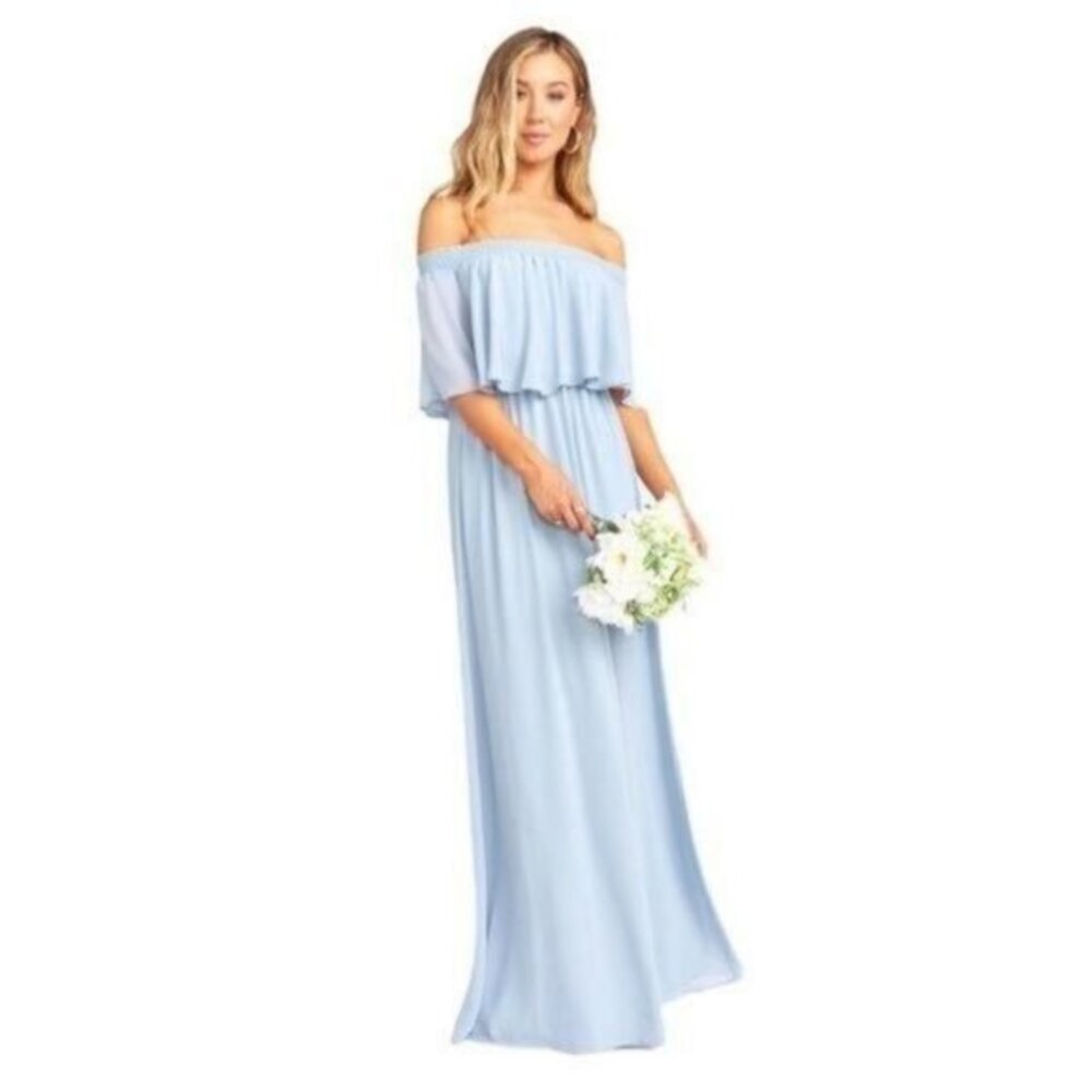 Show Me Your Mumu Hacienda Maxi Dress Steel Blue Chiffon - New without tags